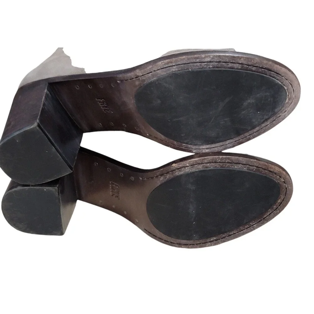 FRYE Boots Women 9.5M Gray Nubuck Leathe Ankle Bootie Danica Peep‎ Toe Heel Shoe